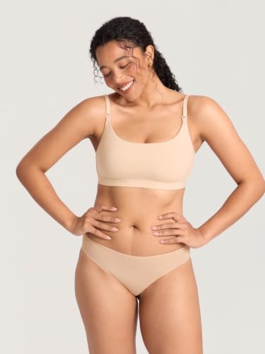 MOMANDA Cotton Nursing Bras for Breastfeeding - color: Beige, size: X-Large