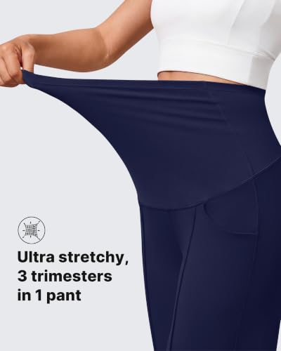 G4Free EverGoing Maternity Work Pants Tapered Ankle Pregnancy Trousers - color: Royal Blue, size: Large