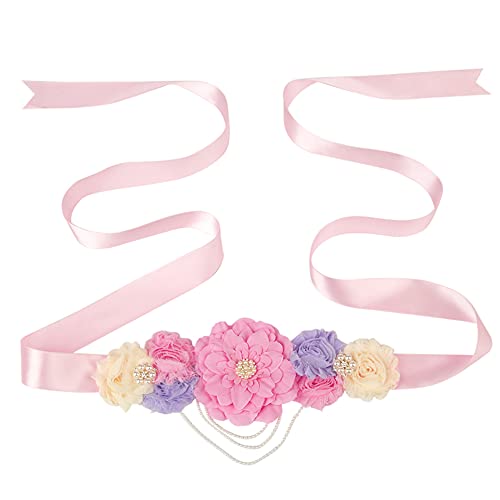 Pink maternity belt,Handmade Flower Sash Belt,flower sash belt for baby shower.(LDZ22)