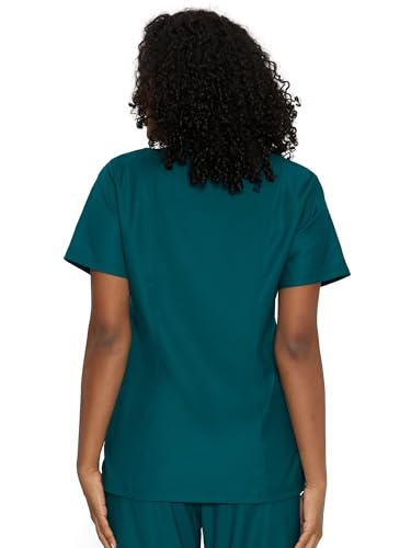 Scrub Tops for Woman, Mock Wrap Tops - color: Caribbean Blue, size: X-Small