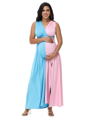Women's Maternity Colorblock Multi-Way Baby Shower Long Dress - size: Small