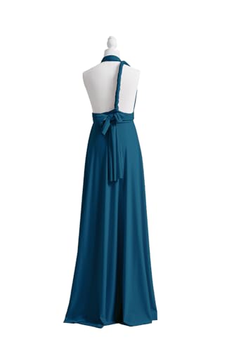 72styles Maxi Infinity Dress for Bridesmaids, Convertible Multi-Way Wrap - color: Teal Blue, size: One Size Plus