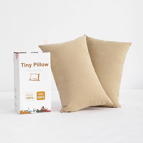 BEDSUM Plush Mini Pillows, 11 x 7, Microfiber, 2 Pack, Taupe - color: Taupe, size: 11x7 inches
