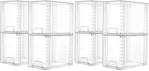 Vtopmart 8 Pack Clear Stackable Storage Drawers,9.7" High Plastic Organizers Bins for Skincare, Bathroom Supplies,Ideal for Cabinet,Undersink,Vanity,Kitchen,Pantry Organization - size: 4Pack 9.7"H (Pack of 2)