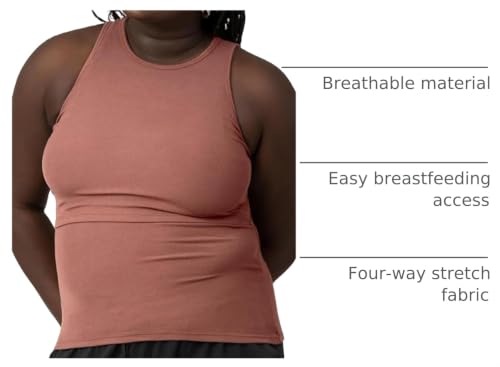 Kindred Bravely Ribbed Racerback Nursing Tank Top for Breastfeeding - color: Redwood, size: Large
