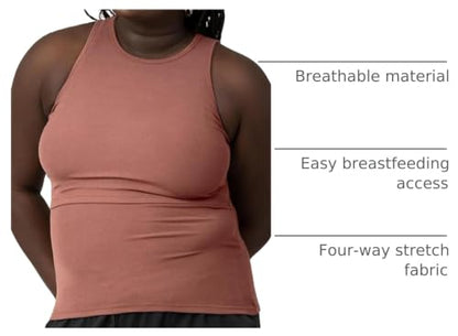 Kindred Bravely Ribbed Racerback Nursing Tank Top for Breastfeeding - color: Redwood, size: 2X