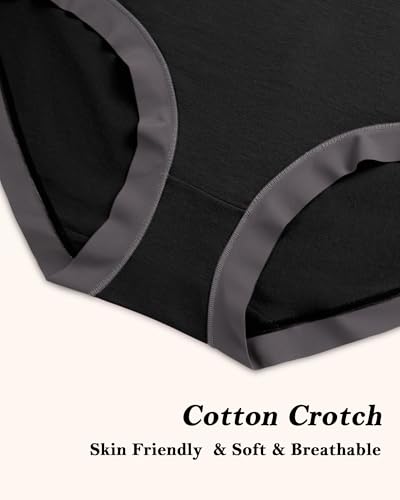 ASIMOON Women's Cotton Underwear Mid Waisted Ladies Panties Soft Breathable Full Coverage Briefs 5 Pack - color: Black, 5pack, size: Medium