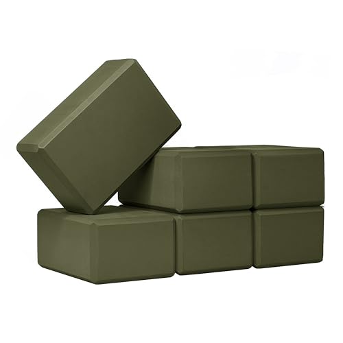 6 Pack 4" Yoga Block, EVA Foam Yoga Brick - color: Olive