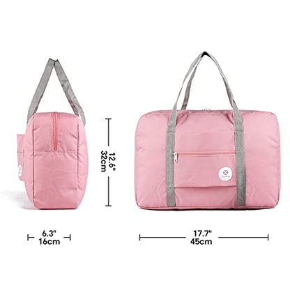 Narwey Personal Item Travel Bag, Foldable Carry on Duffle Bag for Women Men - color: BA-Pink, size: without Shoulder Strap