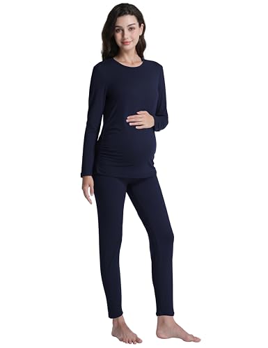 Women's Maternity Pajamas Sets 2 Piece Sleepwear - color: Navy Blue, size: Large