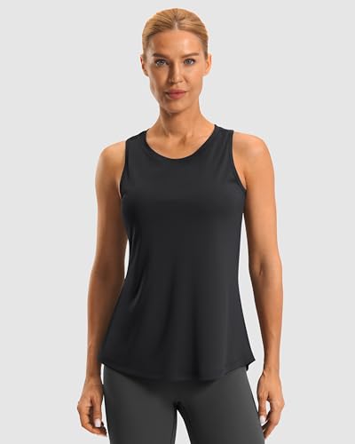 G Gradual Women's Workout Tops Open Back Athletic Tank Tops Running Shirts - color: Black, size: Medium