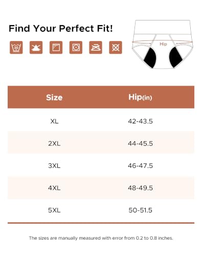 INNERSY Women's Plus Size Period Underwear High Waist Heavy Flow 3-Pack - color: Berry, size: X-Large