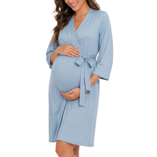 Maternity Robe - Botanical Collection - color: Blue, size: X-Large