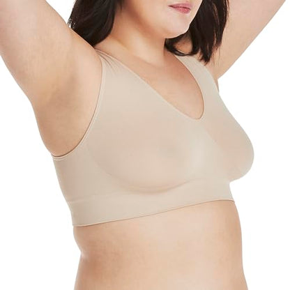Hanes Women's Cozy Wireless Bra, Full-Coverage Pullover Bra, Seamless T-Shirt Bra - color: Nude, size: X-Large