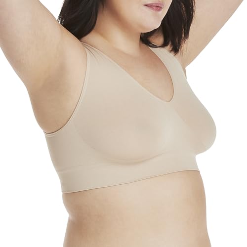 Hanes Women's Cozy Wireless Bra, Full-Coverage Pullover Bra, Seamless T-Shirt Bra - color: Nude, size: XX-Large