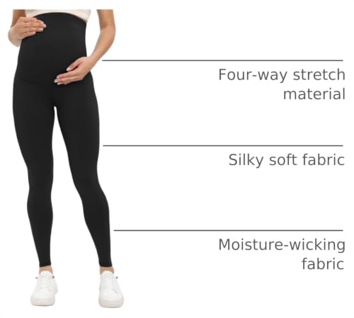 Buttergene 5 Pack Maternity Leggings with Elastic Band - color: 5pack Black*2/Navy/Brown/Dusty Blue, size: X-Large