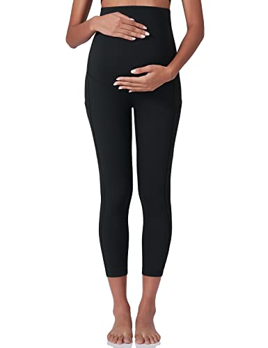 POSHDIVAH Maternity Workout Leggings Pregnancy Yoga Pants Pockets - color: Blacks, size: Large