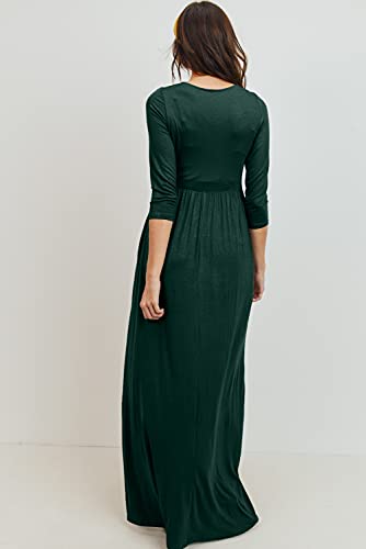 LaClef Women's Wrapped Ruched Maternity Dress with Pocket - color: Hunter Green, size: Small