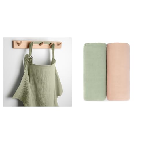 Muslin Nursing Cover and Muslin Swaddle Blankets Pack of 2 Bundled by Comfy Cubs