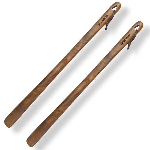 Brosisincorp Wooden Shoe Horn Long Handle 23.6" for Seniors Helper - color: Black Walnut 2 Pack