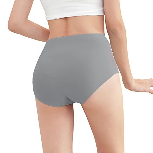 FallSweet No Show High Waist Briefs Underwear for Women Seamless Panties - color: Black3grey2 (5 Pack), size: Medium