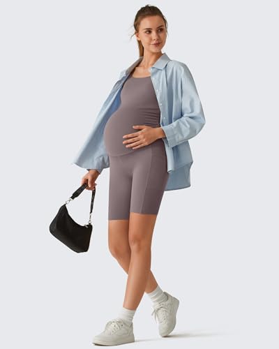 G4Free BareFeel Built in Bra Maternity Romper Smart Back Opening Jumpsuit - color: Taupe, size: XX-Large
