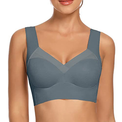 WOWENY Womens Wirefree Seamless Bras Everyday Lounge Bra Sleeping Full Coverage Pullover Bra - color: Steal Grey, size: X-Large