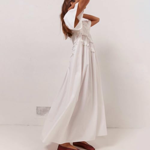 Summer Casual Loose Maternity Maxi Dress - color: White, size: Large Plus