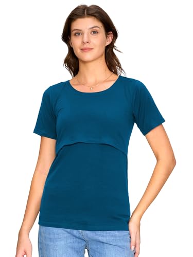 3 Pack Women's Nursing Tops, Breastfeeding Shirts Short Sleeve - color: Dark Grey/Dark Green/Teal, size: XX-Large