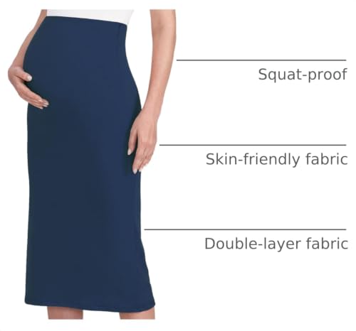 POSHDIVAH Maternity Skirt Over The Belly - color: Navy Blue, size: Medium