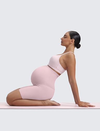 CRZ YOGA Maternity Biker Shorts 6" - color: Pink Haze, size: Medium