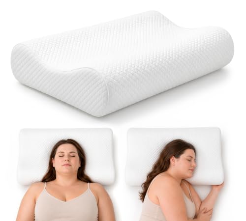 AM AEROMAX 26" Queen Contour Memory Foam Pillow for Neck Pain Relief - color: White, size: Queen Size