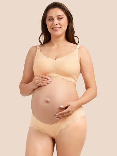 Angelhood 5 Pack Seamless Maternity Underwear, Pregnancy Postpartum Panties - color: Multicoloured B, size: Medium