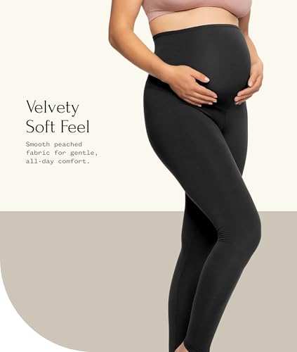 Felina Velvety Soft Maternity Leggings for Women - Yoga Pants for Women, Maternity Clothes - (2-Pack) - color: Charcoal Dark Olive, size: X-Small