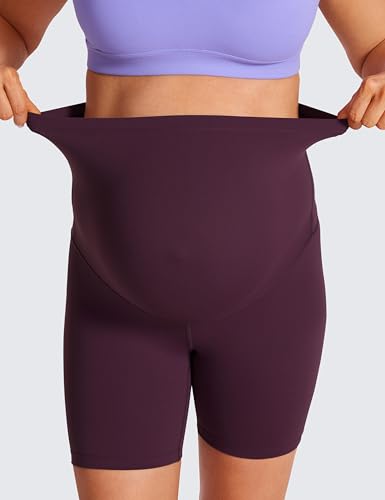 CRZ YOGA Maternity Biker Shorts 6" - color: Deep Purple, size: Small