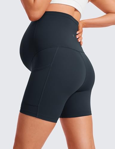 CRZ YOGA Maternity Biker Shorts Pockets 5" - color: True Navy, size: X-Small