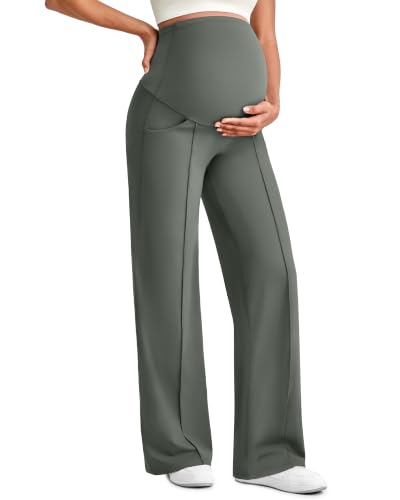 G4Free EverGoing Maternity Dress Pants Pregnancy Slacks - color: Gray Sage, size: Small