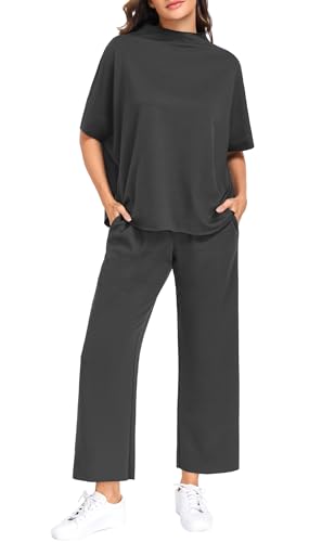 PrinStory Womens Lounge Set Summer 2 Piece Matching Sets - color: Dark Gray, size: X-Large