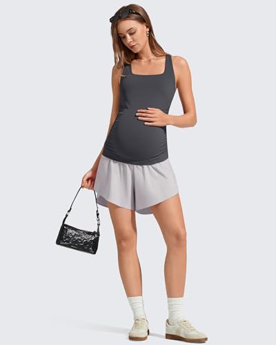 G4Free BareFeel Maternity Tank Tops with Removable Pads Pregnancy Clothes - color: Dark Gray, size: Medium