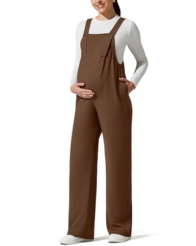 G4Free Shiftready Maternity Jumpsuit Pregnancy Overalls Adjustable Casual - color: Dark Coffee, size: Small