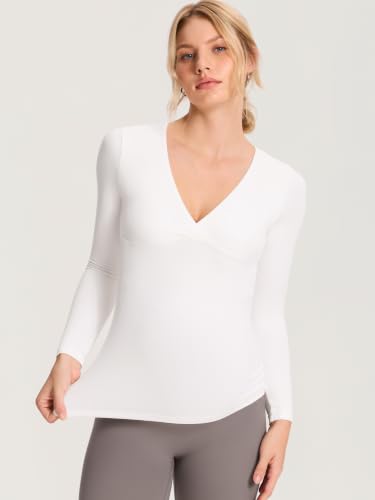MOMANDA Crossover Maternity Nursing Tops - color: Iceland White, size: Medium