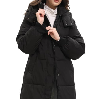PUFFIT Long Puffer Jacket for Women,2025 Thickened Winter Coat Hooded with Deep Pockets, Ladies Warm Winter Jacket - color: Black, size: X-Small