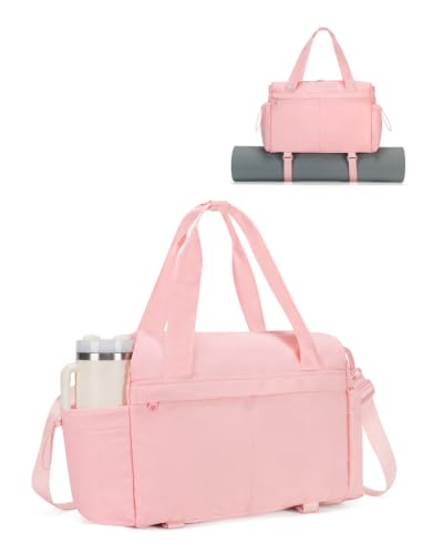 Small Gym Bag, Mini Gym Bag with Yoga Mat Holder & Wet Compartment, Pink - color: Pink