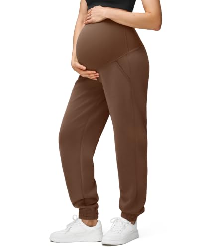 G4Free Smoofit Modal Soft Maternity Joggers Pregnancy Casual Sweatpants - color: Dark Coffee, size: Medium