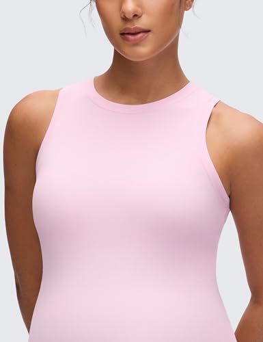 CRZ YOGA Maternity High Neck Tank Tops - color: Pink Peony, size: Medium