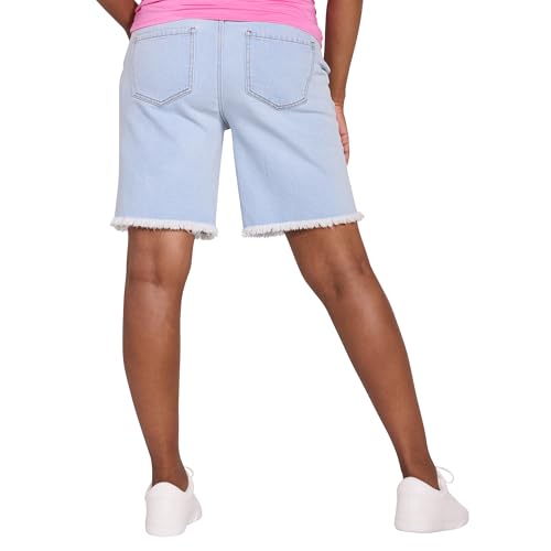 Motherhood Maternity Women's Under the Belly Denim Pregnancy Shorts with Side Elastic Panel Insets - color: Sara Light Wash, size: Small