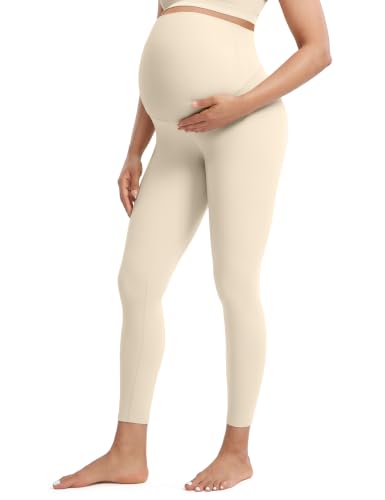 POSHDIVAH Creamluxe Maternity Leggings 25"/28" - color: Khaki, size: Large