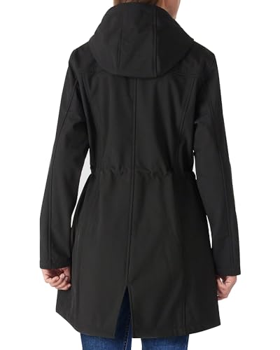 Outdoor Ventures Women's Waterproof Fleece Lined Hooded Softshell Rain Coat - color: Black, size: Medium