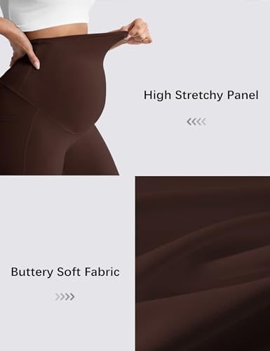 Mama Land Buttery Soft Maternity Flare Leggings - color: Toasted Brown, size: X-Large Tall