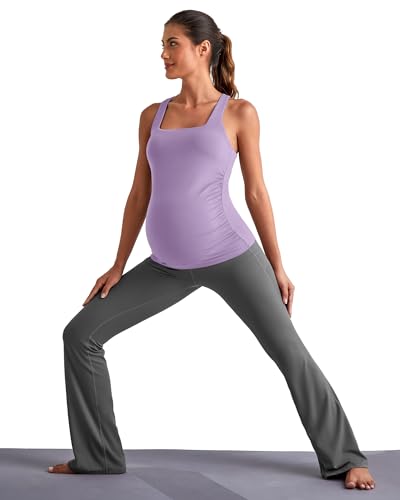 G4Free BareFeel Maternity Tank Tops with Removable Pads Pregnancy Clothes - color: Light Purple, size: Medium